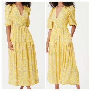 NICHOLAS Celie Belted Printed Linen-Blend Midi Dress